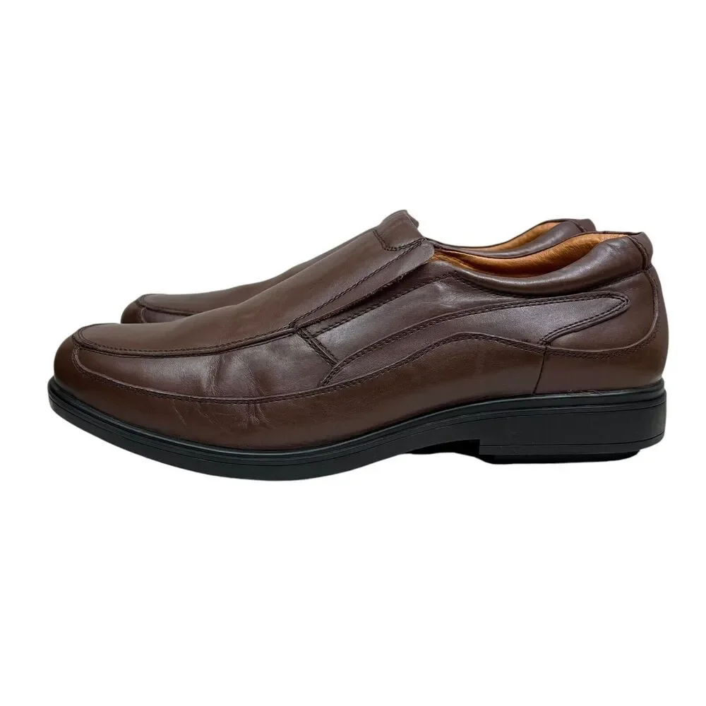 Gravity Defyer Mens Loafers Marseille II Brown Leather Cushioned Footbed Sz‎ 15